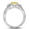 Image 2 : Round Yellow Diamond Circle Cluster Ring 3/4 Cttw 14KT White Gold