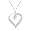 Image 1 : Round Diamond Heart Pendant 1/10 Cttw 10KT White Gold