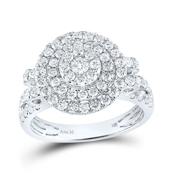 Round Diamond Circle Cluster Ring 1-1/3 Cttw 14KT White Gold