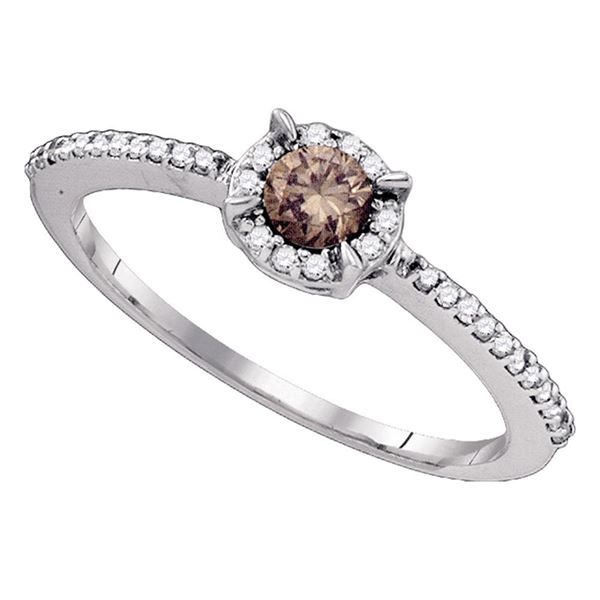Brown Diamond Solitaire Bridal Wedding Engagement Ring 1/3 Cttw 10KT White Gold