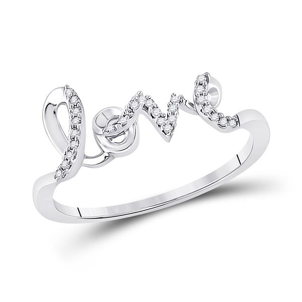 Round Diamond Love Band Ring 1/12 Cttw 10KT White Gold
