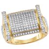 Image 1 : Round Diamond Rectangle Cluster Ring 3/4 Cttw 10KT Yellow Gold