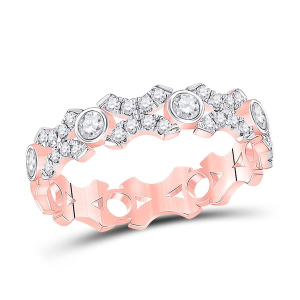 Round Diamond XOXO Stackable Band Ring 1/2 Cttw 10KT Rose Gold