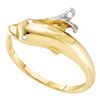Image 1 : Round Diamond Dolphin Fish Animal Wrap Ring .03 Cttw 10KT Yellow Gold