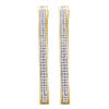 Image 1 : Round Diamond Slender Double Row Hoop Earrings 1/2 Cttw 10KT Yellow Gold