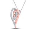 Image 2 : Round Diamond Curl Heart Pendant 1/6 Cttw 10KT Rose Gold