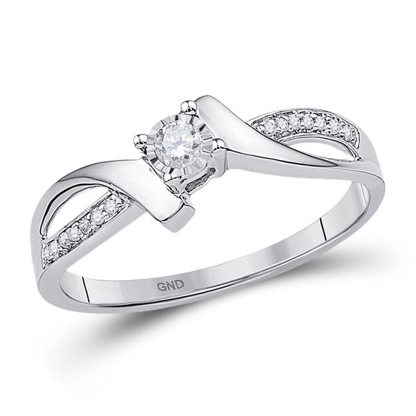 Round Diamond Solitaire Promise Ring 1/10 Cttw 10KT White Gold