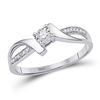 Image 1 : Round Diamond Solitaire Promise Ring 1/10 Cttw 10KT White Gold