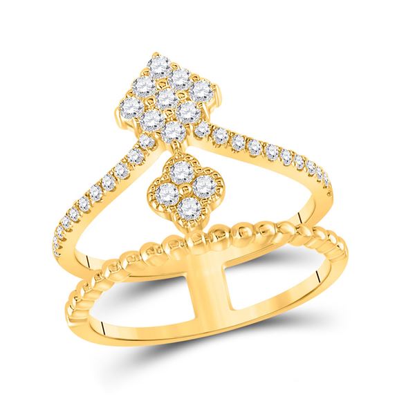 Round Diamond Offset Square Fashion Ring 1/2 Cttw 10KT Yellow Gold