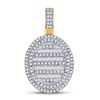 Image 1 : Baguette Diamond Oval Charm Pendant 3/4 Cttw 10KT Yellow Gold