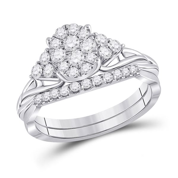 Diamond Bridal Wedding Ring Band Set 5/8 Cttw 10KT White Gold