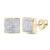 Image 1 : Princess Diamond Square Cluster Earrings 2 Cttw 14KT Yellow Gold