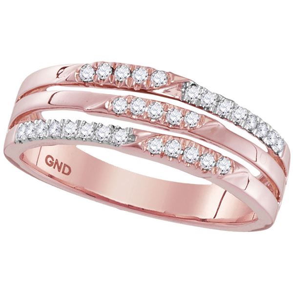 Round Diamond 3-row Band Ring 1/5 Cttw 10KT Rose Gold