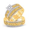 Image 1 : Diamond Cluster Matching Wedding Set 3/8 Cttw 10KT Yellow Gold