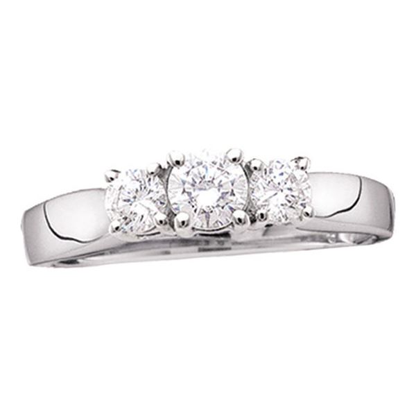 Diamond 3-stone Bridal Wedding Engagement Ring 1-1/2 Cttw 14KT White Gold