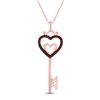 Image 1 : Round Red Color Enhanced Diamond Heart Key Pendant 1/10 Cttw 10KT Rose Gold
