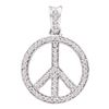 Image 1 : Round Diamond Peace Sign Circle Pendant 1/4 Cttw 10KT White Gold