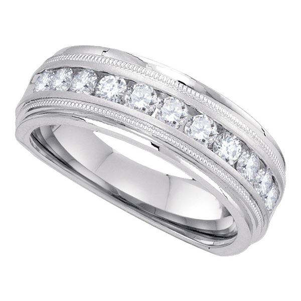 Round Diamond Wedding Single Row Band Ring 1 Cttw 10KT White Gold