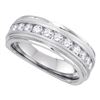 Image 1 : Round Diamond Wedding Single Row Band Ring 1 Cttw 10KT White Gold