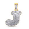 Image 1 : Round Diamond Bubble J Letter Charm Pendant 5/8 Cttw 10KT Yellow Gold