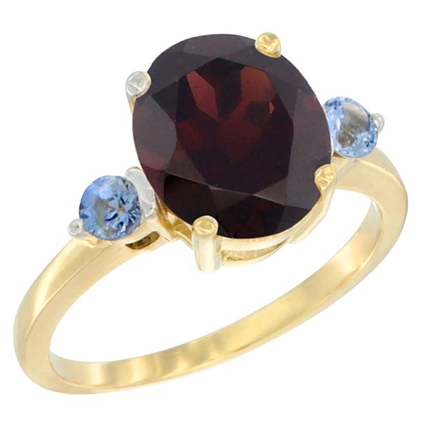 2.64 CTW Garnet & Blue Sapphire Ring 14K Yellow Gold - REF-34W8F