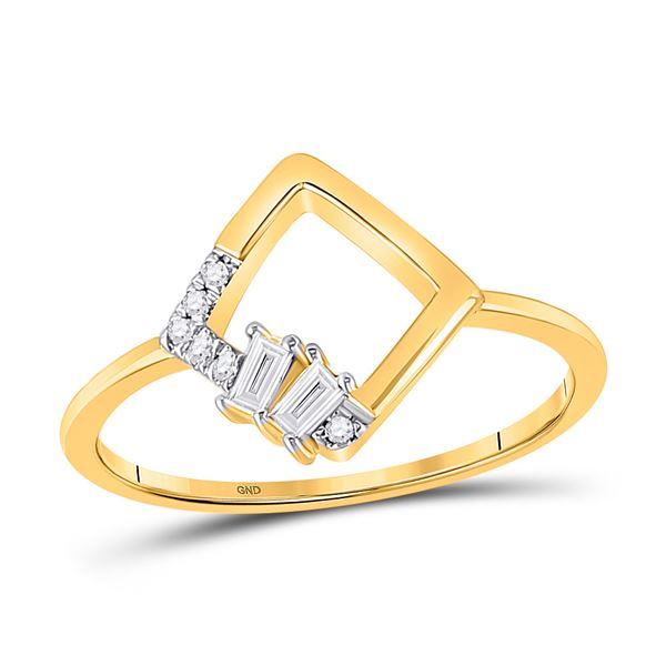 Baguette Diamond Modern Fashion Ring 1/10 Cttw 14KT Yellow Gold