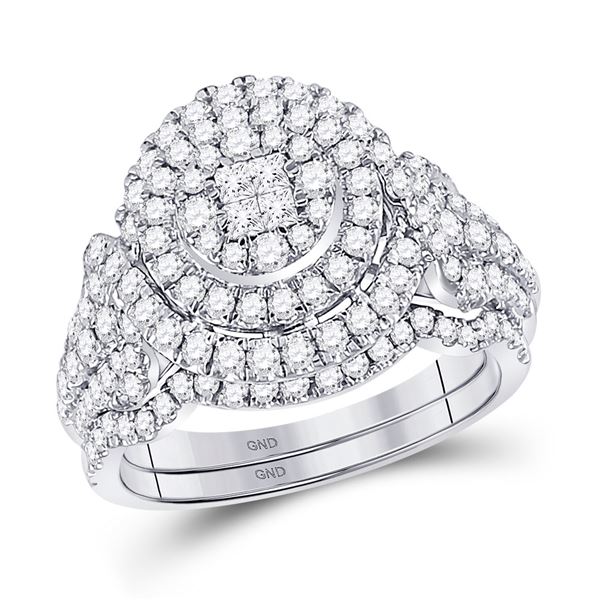 Bridal Wedding Ring Band Set 1-1/4 Cttw 14KT White Gold