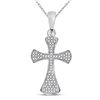 Image 1 : Round Diamond Cross Pendant 1/4 Cttw 10KT White Gold