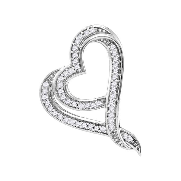 Round Diamond Heart Pendant 1/8 Cttw 10KT White Gold