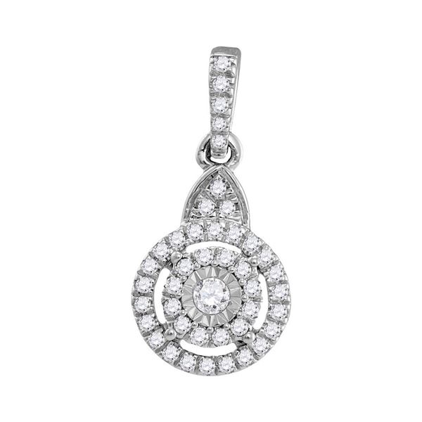 Round Diamond Cluster Pendant 1/5 Cttw 10KT White Gold