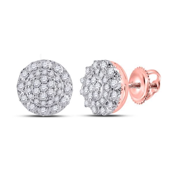 Round Diamond Cluster Earrings 1/2 Cttw 14KT Rose Gold