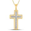 Image 1 : Round Diamond Cross Pendant 1/4 Cttw 10KT Yellow Gold