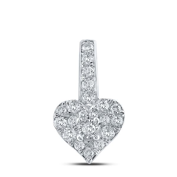 Round Diamond Heart Pendant 1/3 Cttw 10KT White Gold
