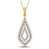 Image 1 : Round Diamond Double Nested Oval Pendant 1/4 Cttw 10KT Yellow Gold