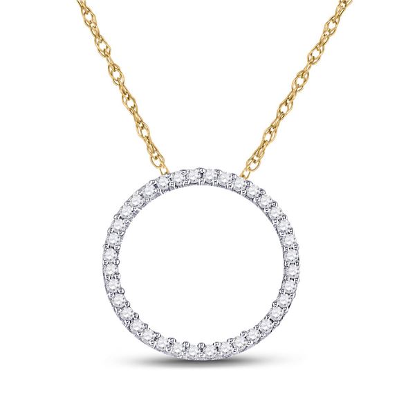 Round Diamond Circle Pendant 1/6 Cttw 10KT Yellow Gold