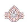 Image 2 : Round Diamond Pear Teardrop Ring 1-3/4 Cttw 14KT Rose Gold