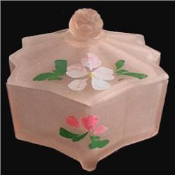 LOTUS Flower Pink Satin Depression Glass Box #2181486