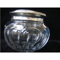 Heavy Crystal Vanity Jar Sterling Silver Lid #2194548