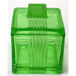 Art Deco Greenn Depression Glass Powder Jar #2194838