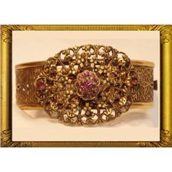 Vintage Czech FILIGREE rhinestone Bracelet #2195040