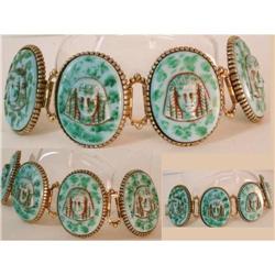 Vintage Czech Glass Pharaoh head huge bracelet #2195043