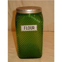 flour canister-hoosier pantry jar green #2212144