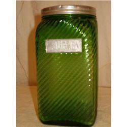 forest green sugar canister-hoosier pantry jar #2212145