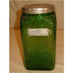 green coffee cannister-hoosier pantry jar  #2212146