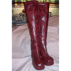 Vintage Vinyl Faux Animal Print Tall Boots #2212156