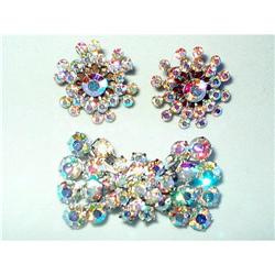 Aurora Borealis Rhinestone Brooch & Earrings #2212168