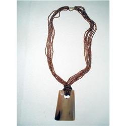 Boho Lucite Pendant Seed Bead Necklace  #2212170