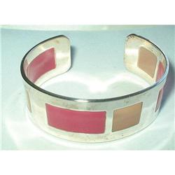 Retro Silver Plated & Enamel Cuff Bangle #2212173