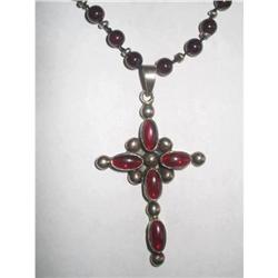 Polished Garnet and Silver 925 Cross Crucifix #2212184