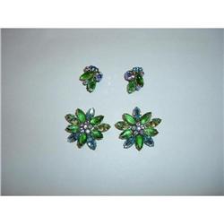 Four Piece Rhinestone Pin and Earring Set #2212223